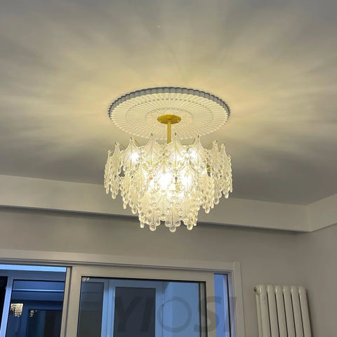 Tiered Carved Glass Chandelier Φ 15.7″ - Yiosilamp