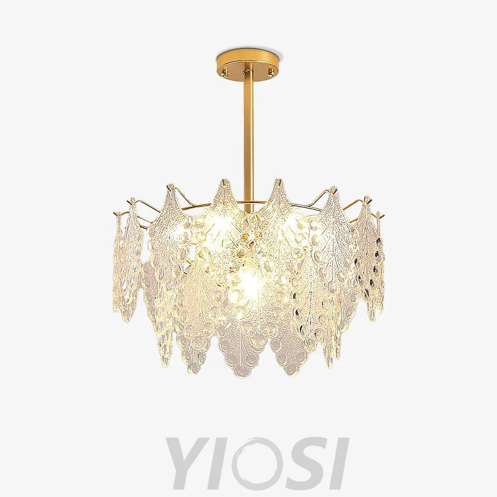 Tiered Carved Glass Chandelier Φ 15.7″ - Yiosilamp