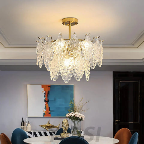 Tiered Carved Glass Chandelier Φ 15.7″ - Yiosilamp