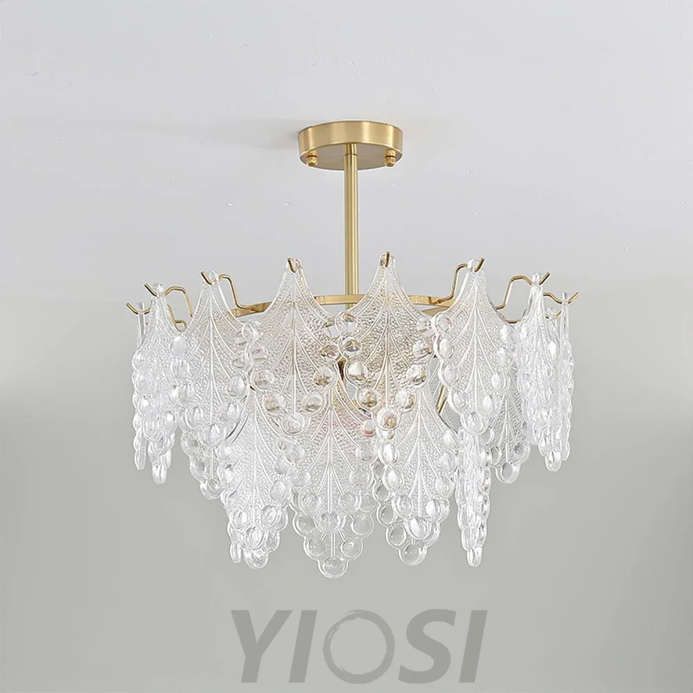 Tiered Carved Glass Chandelier Φ 15.7″ - Yiosilamp