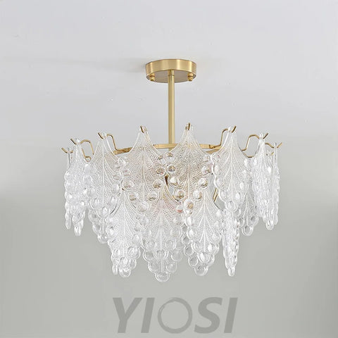Tiered Carved Glass Chandelier Φ 15.7″ - Yiosilamp