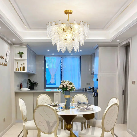 Tiered Carved Glass Chandelier Φ 15.7″ - Yiosilamp