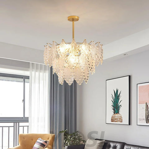 Tiered Carved Glass Chandelier Φ 15.7″ - Yiosilamp
