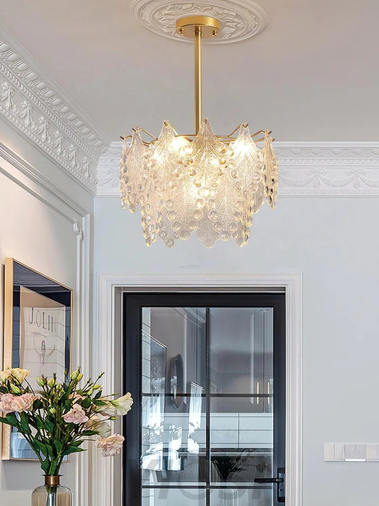 Tiered Carved Glass Chandelier Φ 15.7″ - Yiosilamp