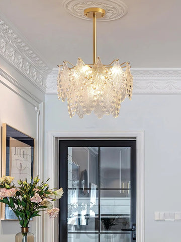 Tiered Carved Glass Chandelier Φ 15.7″ - Yiosilamp