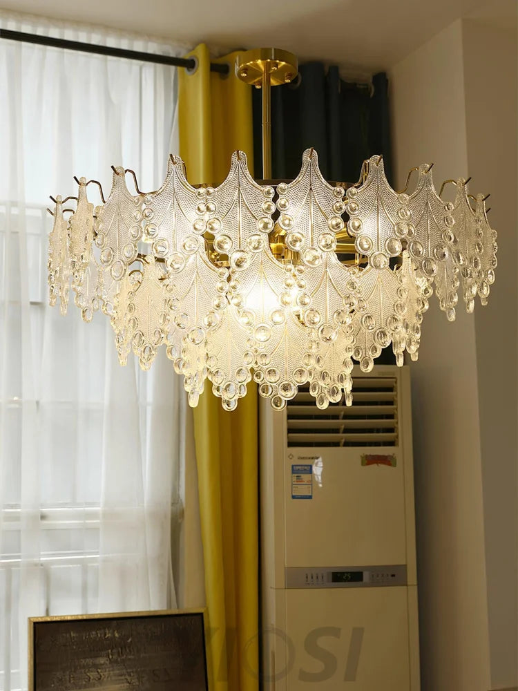 Tiered Carved Glass Chandelier Φ 15.7″ - Yiosilamp