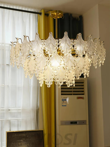 Tiered Carved Glass Chandelier Φ 15.7″ - Yiosilamp