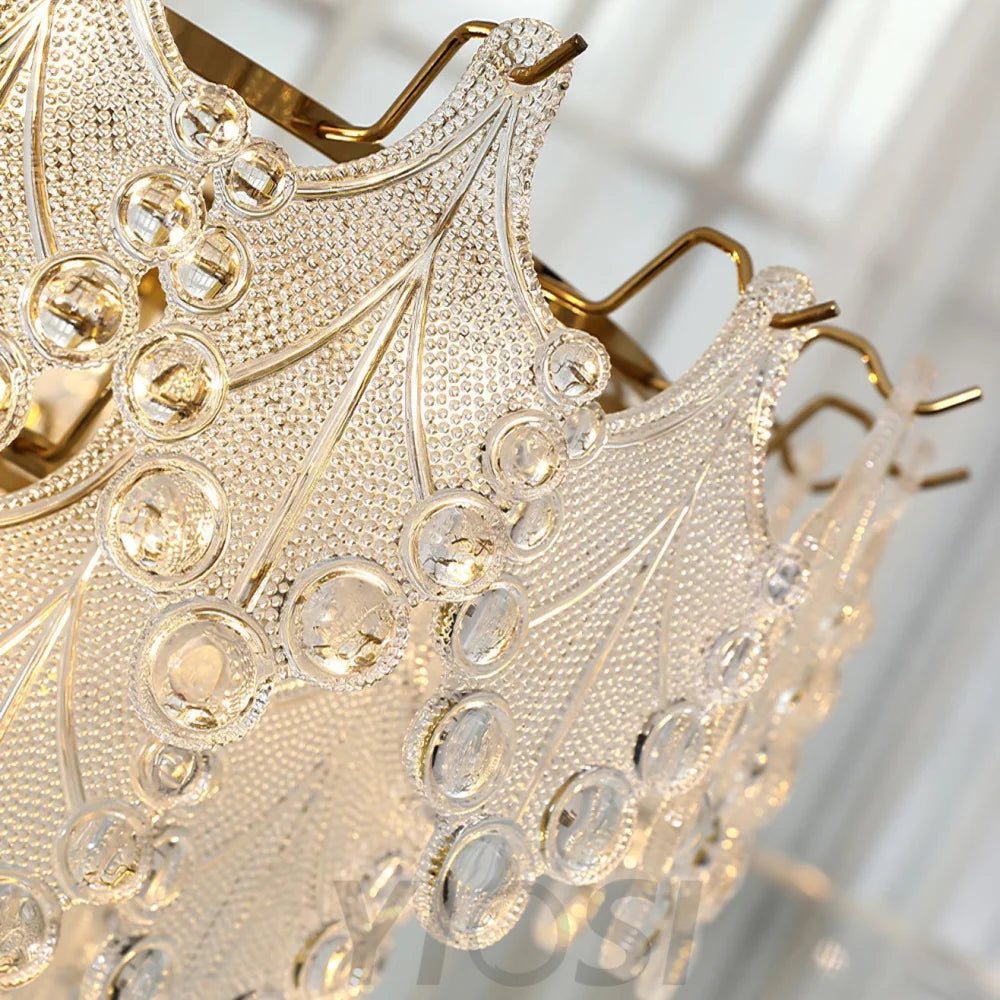 Tiered Carved Glass Chandelier Φ 15.7″ - Yiosilamp