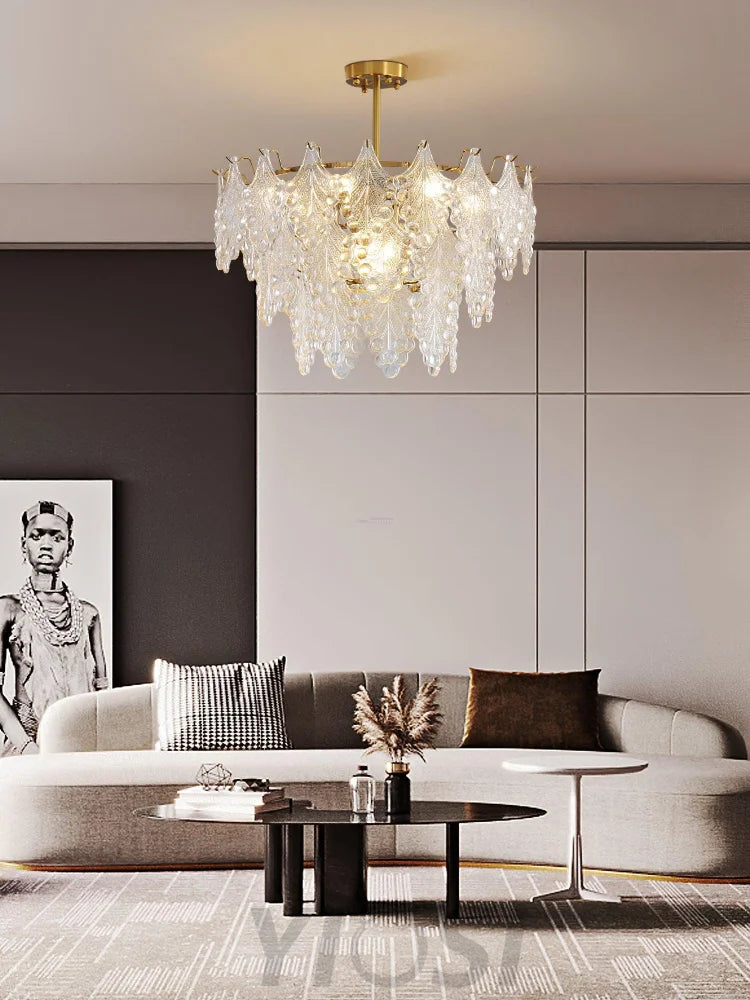 Tiered Carved Glass Chandelier Φ 15.7″ - Yiosilamp