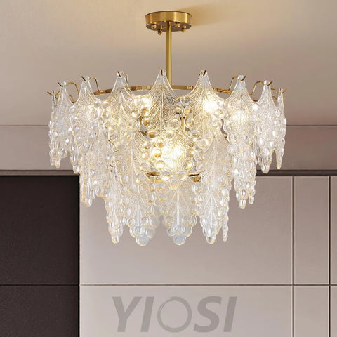 Tiered Carved Glass Chandelier Φ 15.7″ - Yiosilamp