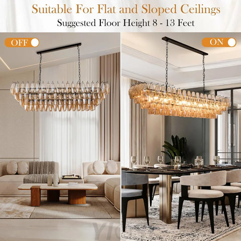 Tiered Smoke Blown Glass Brass Chandeliers