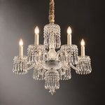 Tolvane Clear Curved Crystal 6-Light Chandelier 25.6" on a dark olive wall