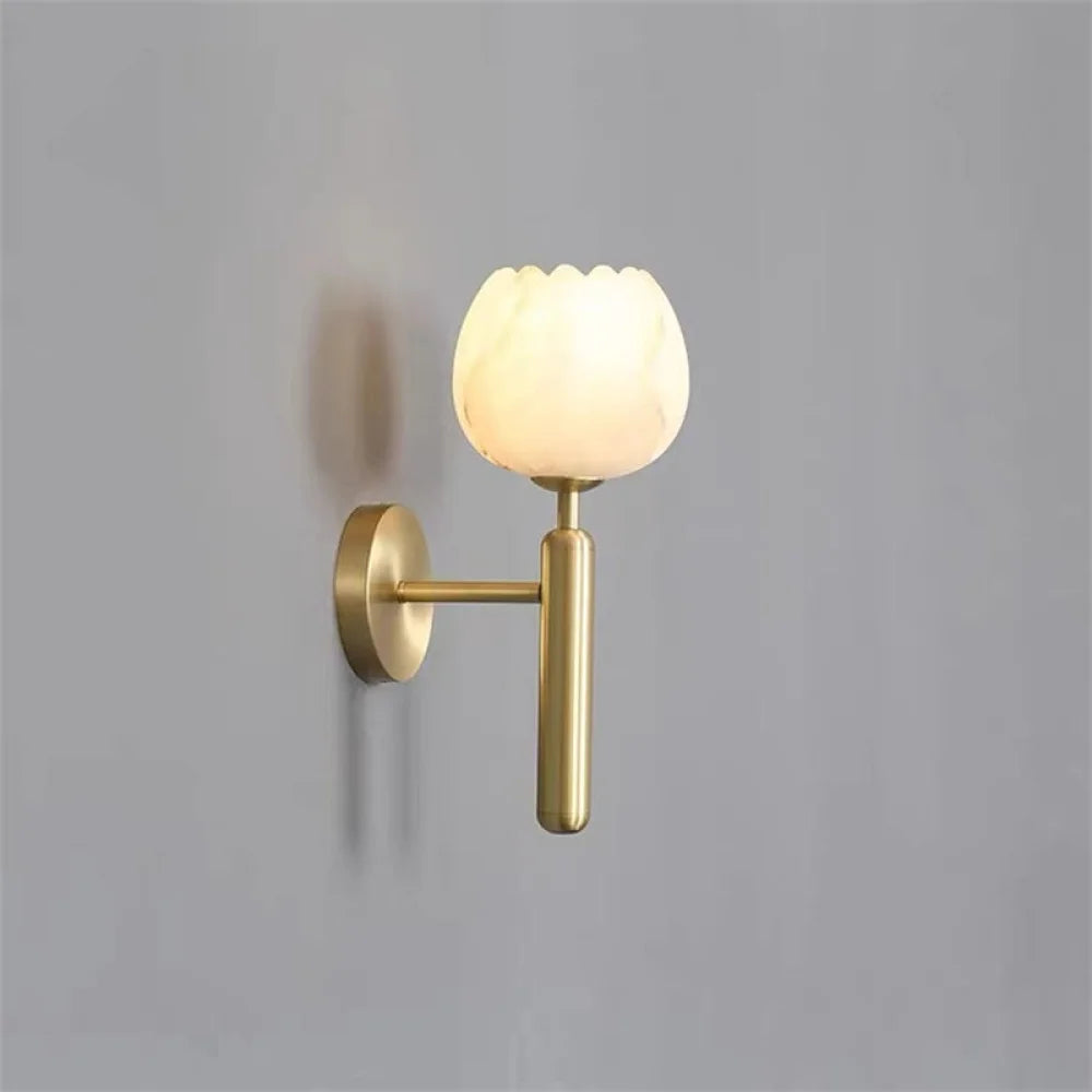 Tomos Modern Alabaster Globe Wall Sconce For Bedroom Brass Light Fixtures