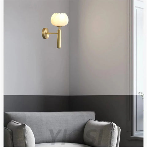 Tomos Modern Alabaster Globe Wall Sconce For Bedroom Light Fixtures