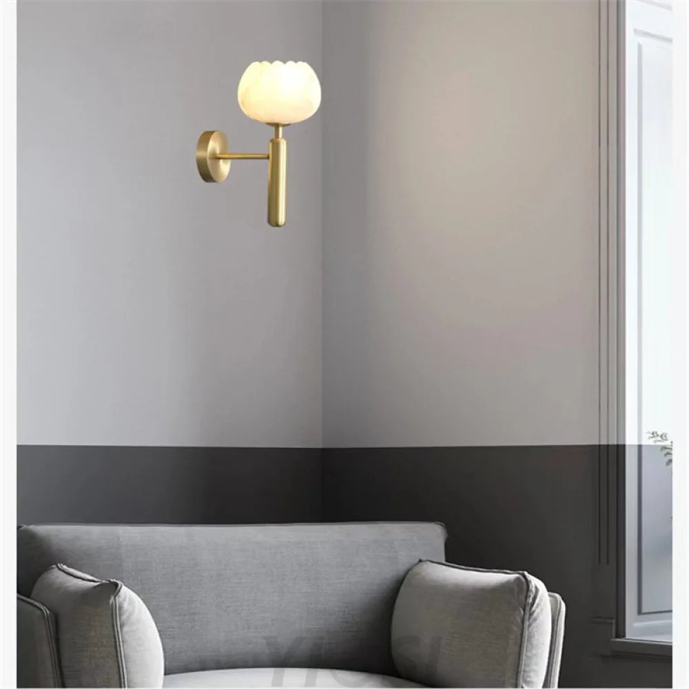 Tomos Modern Alabaster Globe Wall Sconce For Bedroom Light Fixtures