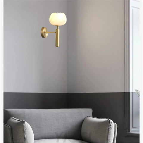 Tomos Modern Alabaster Globe Wall Sconce For Bedroom Light Fixtures
