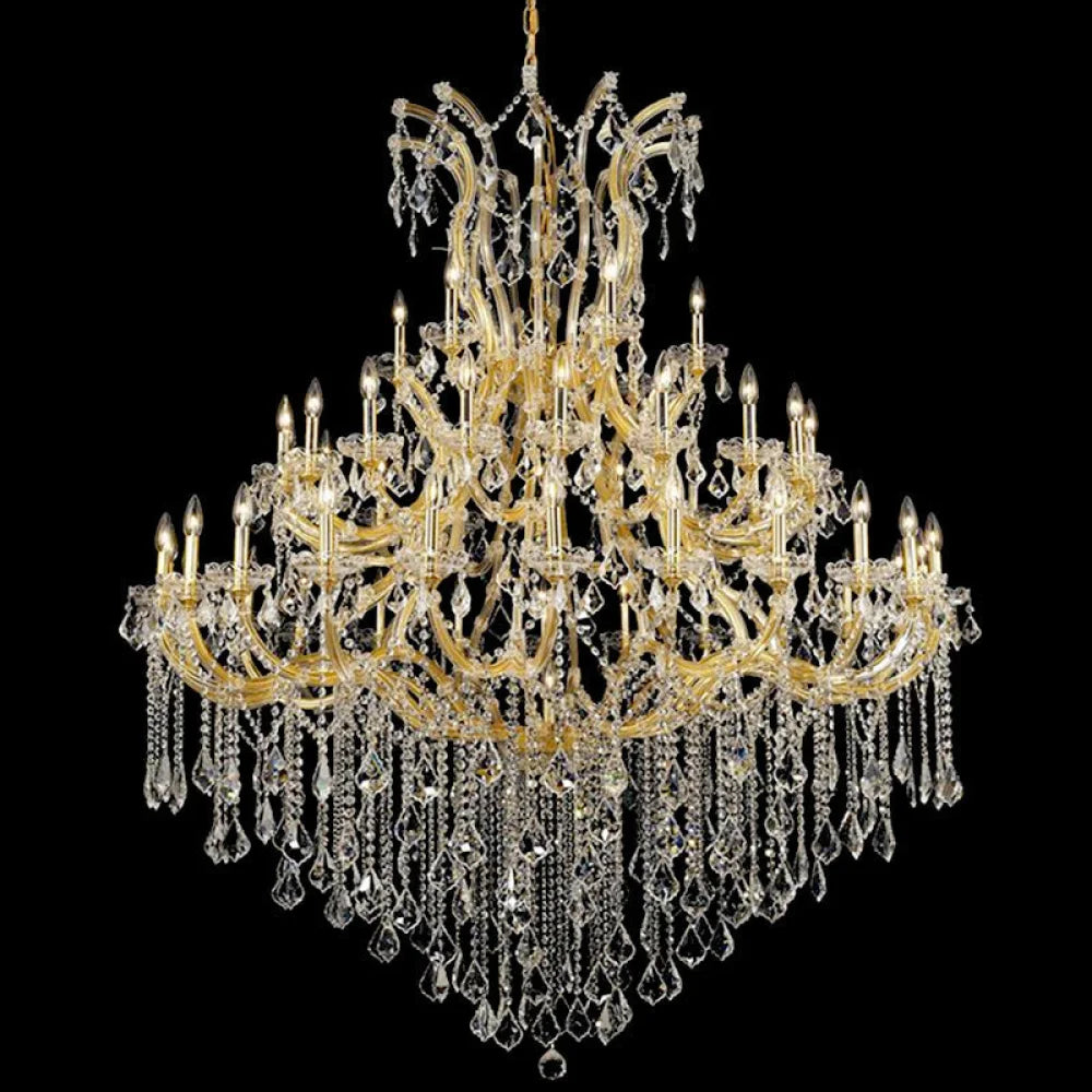 Traditional 48 Lights Big Maria Theresa Chandelier 59X71 Inch Chrome Crystal For Living Room Gold