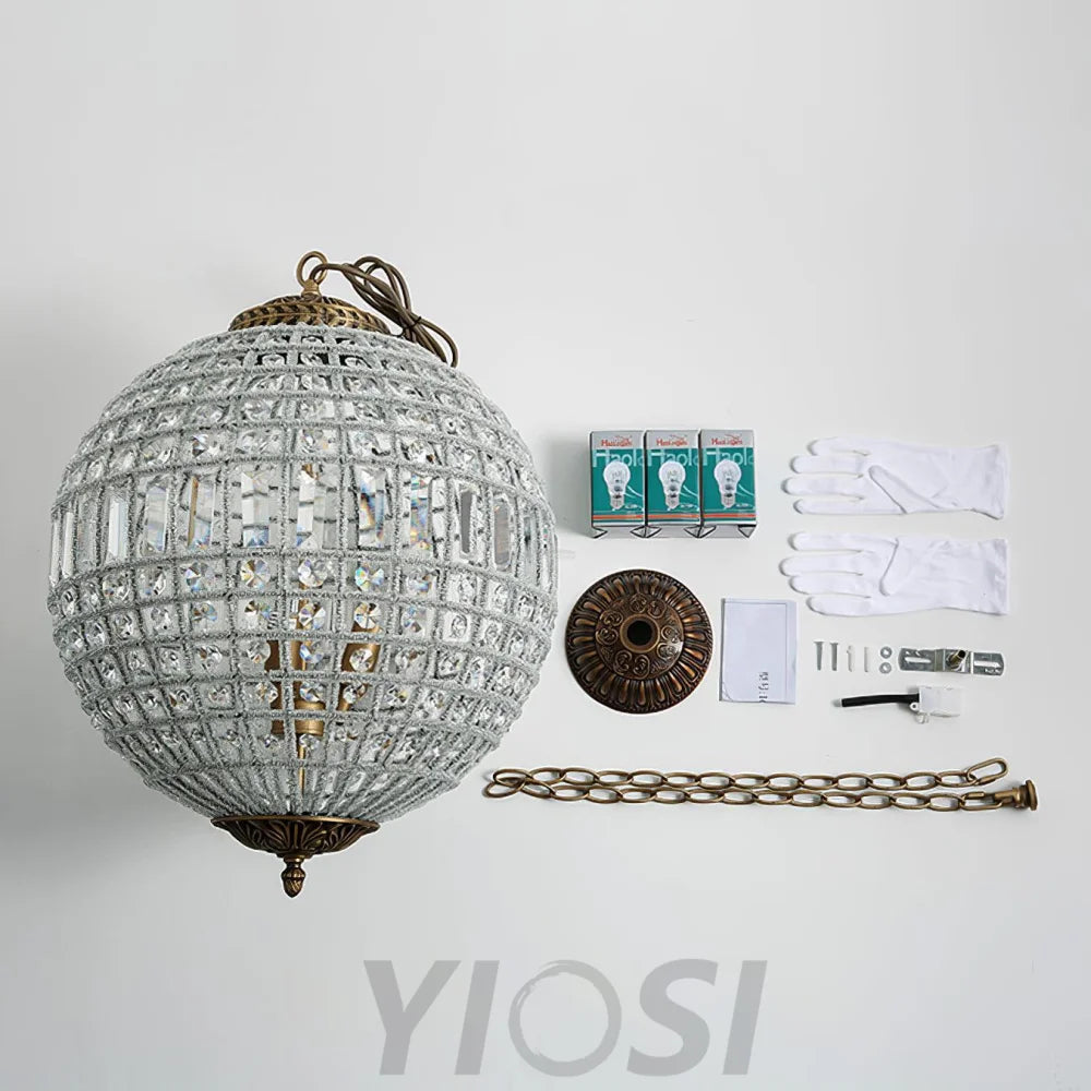 Traditional Globe Chandelier - Classic, Crystals-1-Yiosilamp