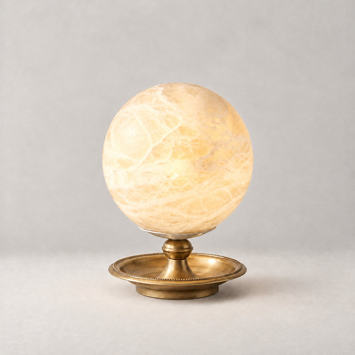 Traditional Orb Table Alabaster – lights on