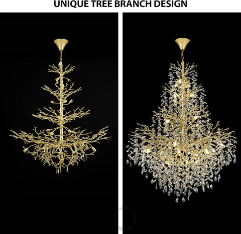 Silver Tree Branch Crystal High Ceilings Chandeliers - Fast Delivery-1-Yiosilamp