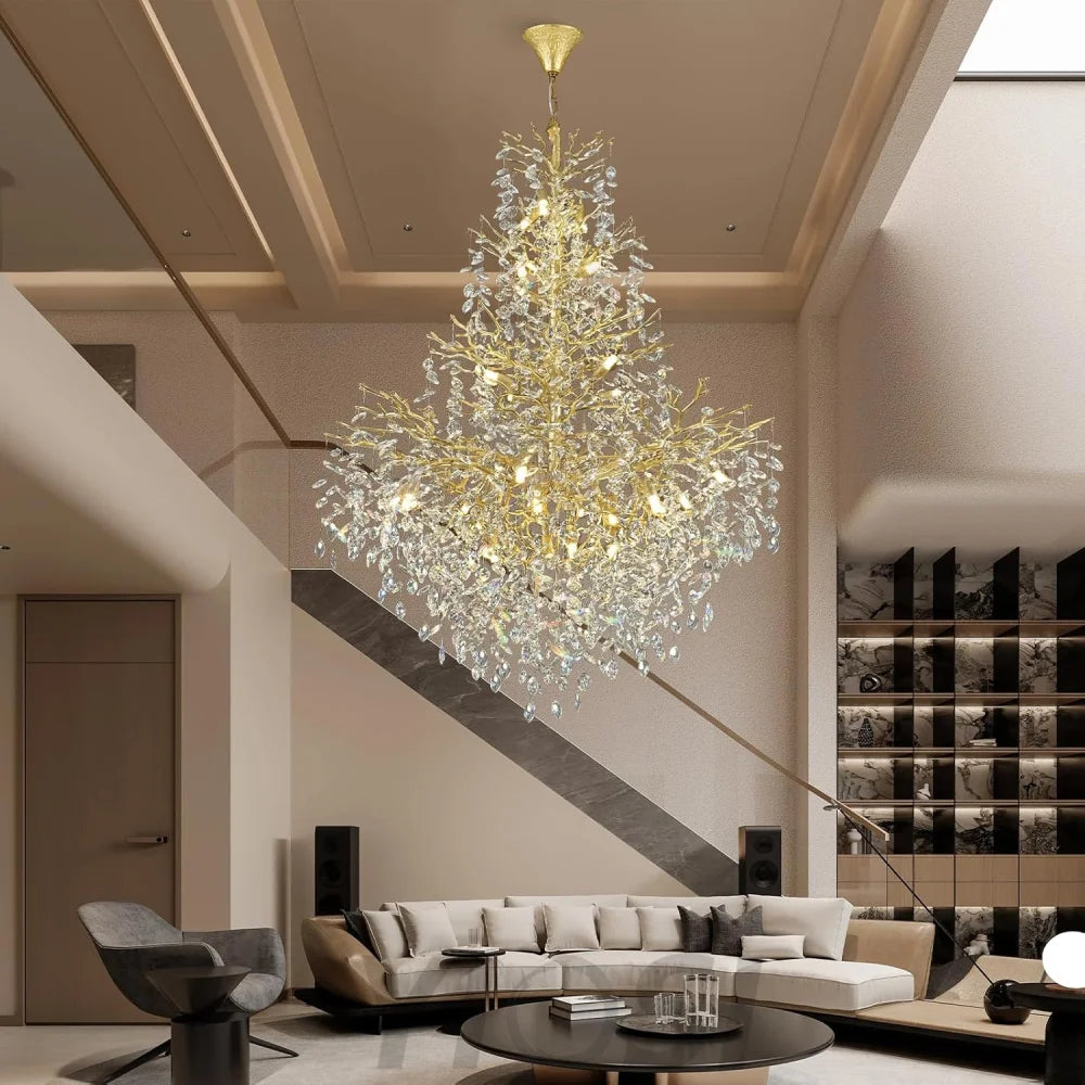 Silver Tree Branch Crystal High Ceilings Chandeliers - Fast Delivery-1-Yiosilamp