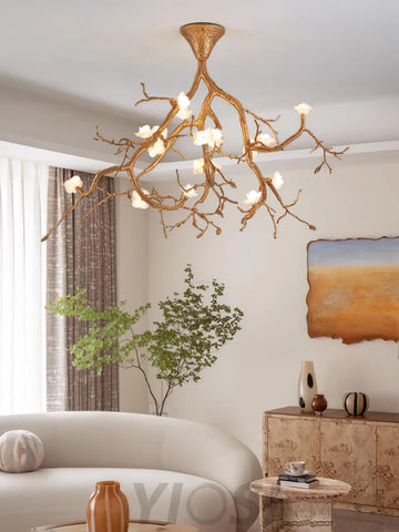 Tree Branches Flower Ceiling Lamp ∅ 47.2″ - Branch, Semi Flush Mounts-1-Yiosilamp