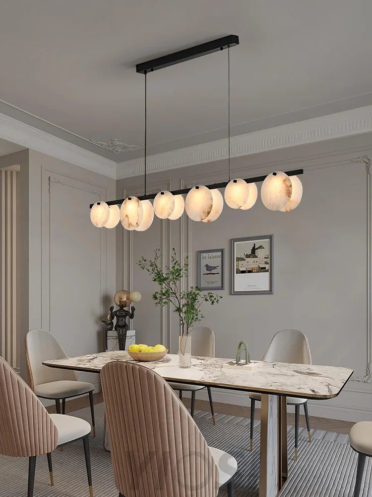 Trinidad Linear Dining Room  Alabaster Chandelier - Alabaster, Alabaster Chandelier-1-Yiosilamp