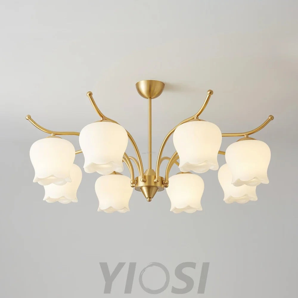 Tulip Brass Chandelier with 3/6/8 heads - Zahara-1-Yiosilamp