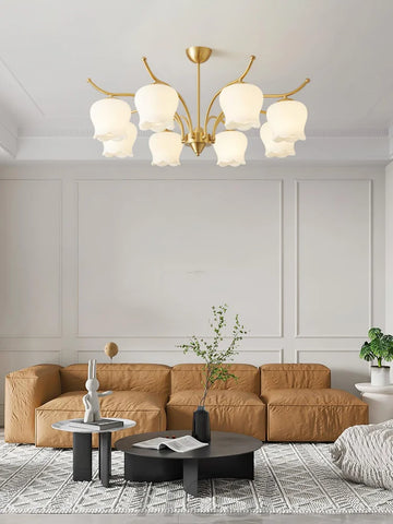 Tulip Brass Chandelier with 3/6/8 heads - Zahara-1-Yiosilamp