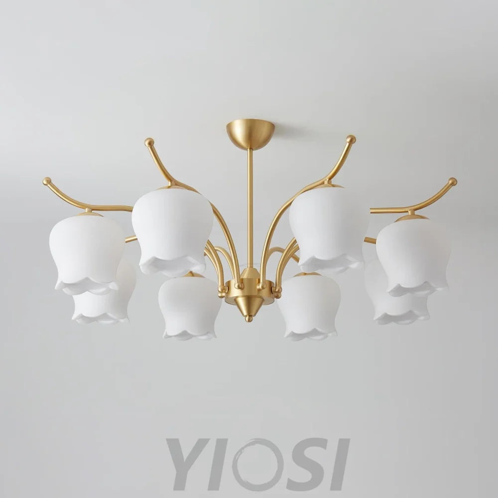 Tulip Brass Chandelier with 3/6/8 heads - Zahara-1-Yiosilamp