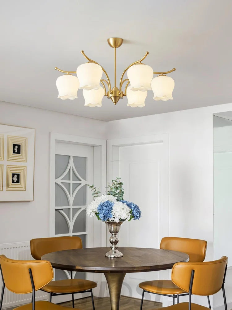 Tulip Brass Chandelier with 3/6/8 heads - Zahara-1-Yiosilamp