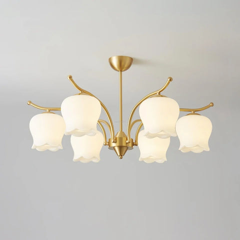 Tulip Brass Chandelier with 3/6/8 heads - Zahara-1-Yiosilamp