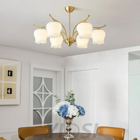 Tulip Brass Chandelier with 3/6/8 heads - Zahara-1-Yiosilamp