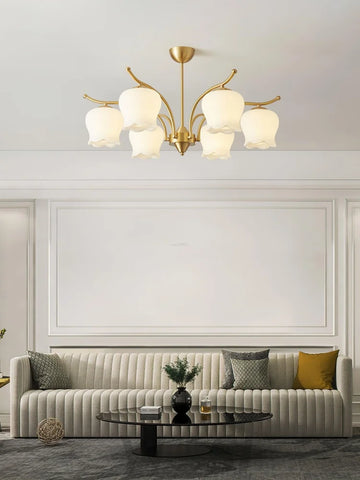 Tulip Brass Chandelier with 3/6/8 heads - Zahara-1-Yiosilamp