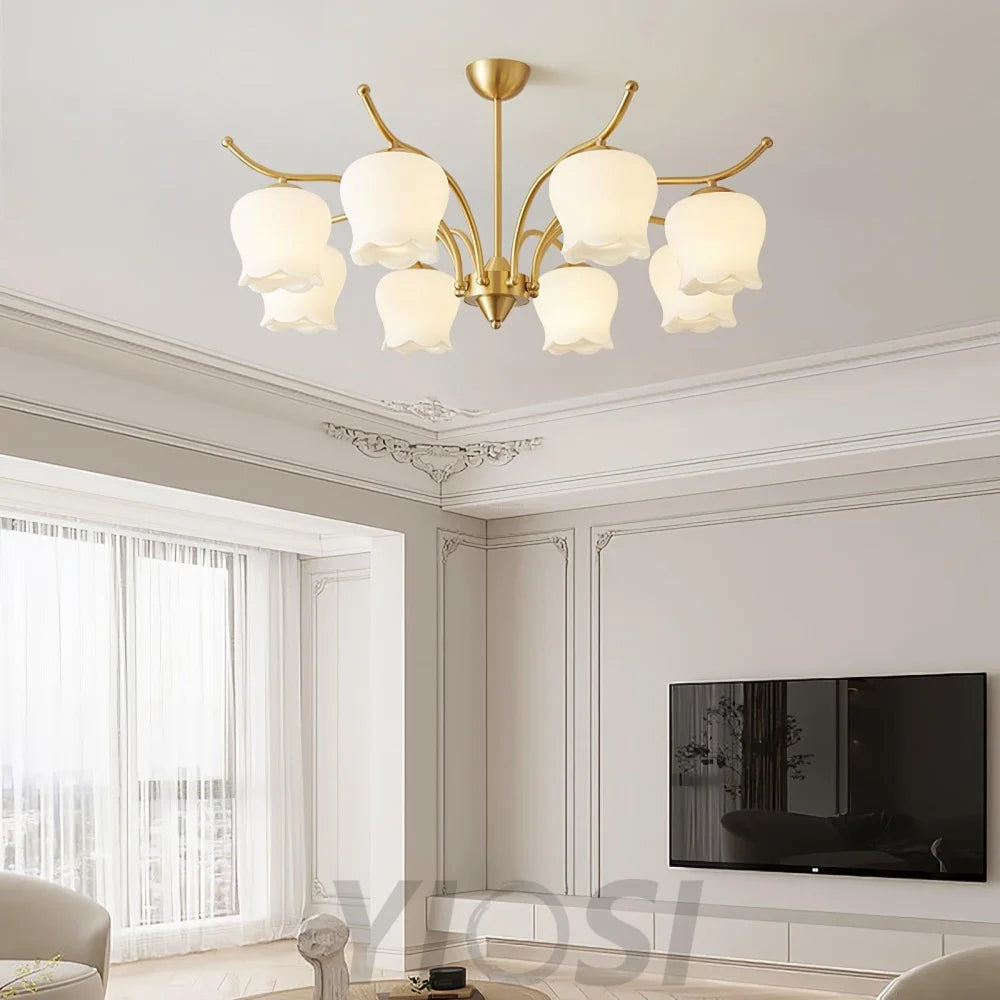 Tulip Brass Chandelier with 3/6/8 heads - Zahara-1-Yiosilamp