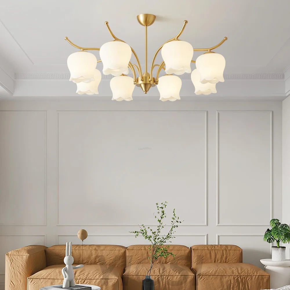 Tulip Brass Chandelier with 3/6/8 heads - Zahara-1-Yiosilamp