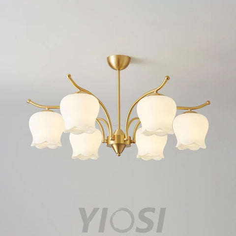 Tulip Brass Chandelier with 3/6/8 heads - Zahara-1-Yiosilamp