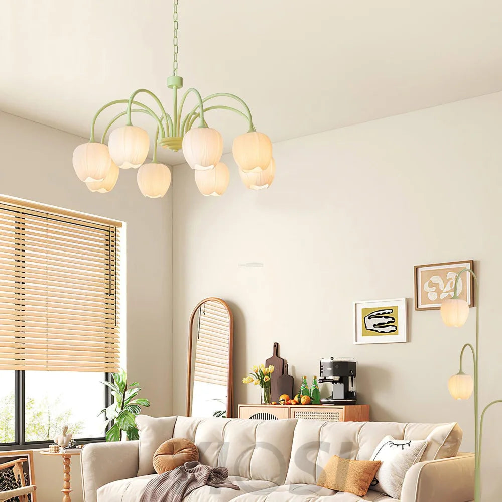 Tulip Matcha Chandelier with 5/6/8 heads - Yiosilamp