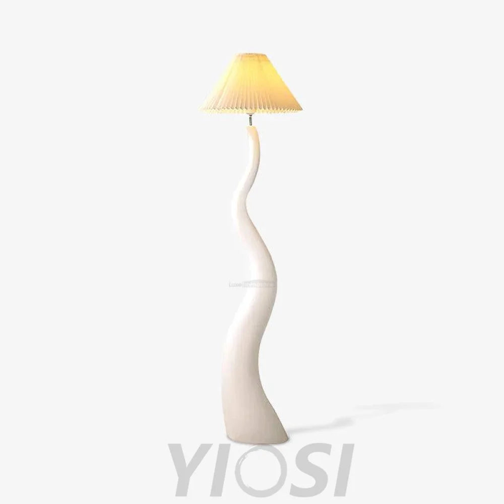 Twisted Pleated Floor Lamp ∅ 17.7″ - Fabric-1-Yiosilamp