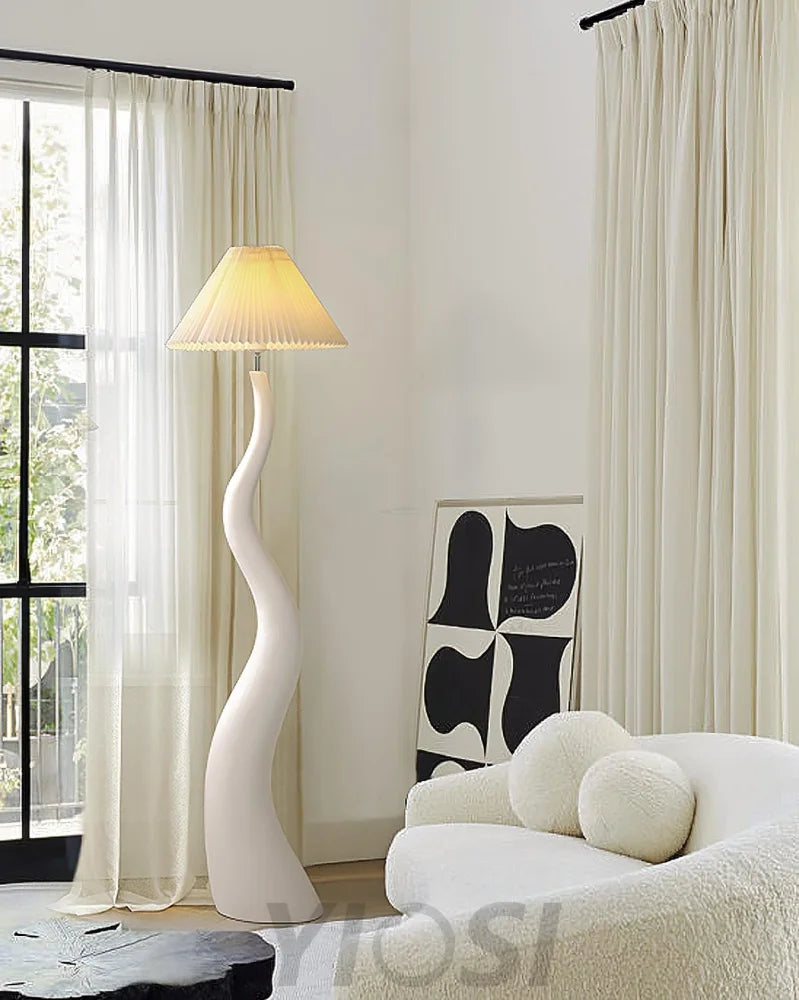 Twisted Pleated Floor Lamp ∅ 17.7″ - Fabric-1-Yiosilamp