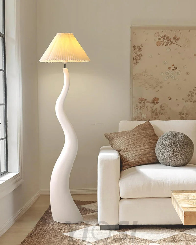 Twisted Pleated Floor Lamp ∅ 17.7″ - Fabric-1-Yiosilamp