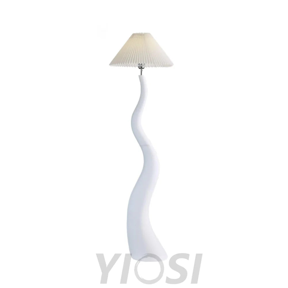 Twisted Pleated Floor Lamp ∅ 17.7″ - Fabric-1-Yiosilamp