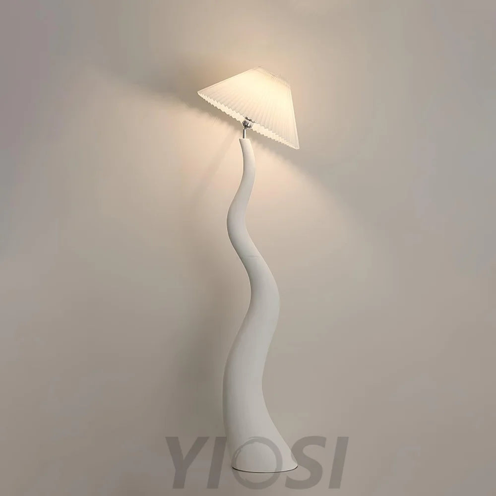 Twisted Pleated Floor Lamp ∅ 17.7″ - Fabric-1-Yiosilamp