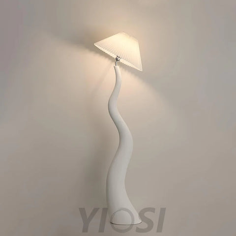 Twisted Pleated Floor Lamp ∅ 17.7″ - Fabric-1-Yiosilamp