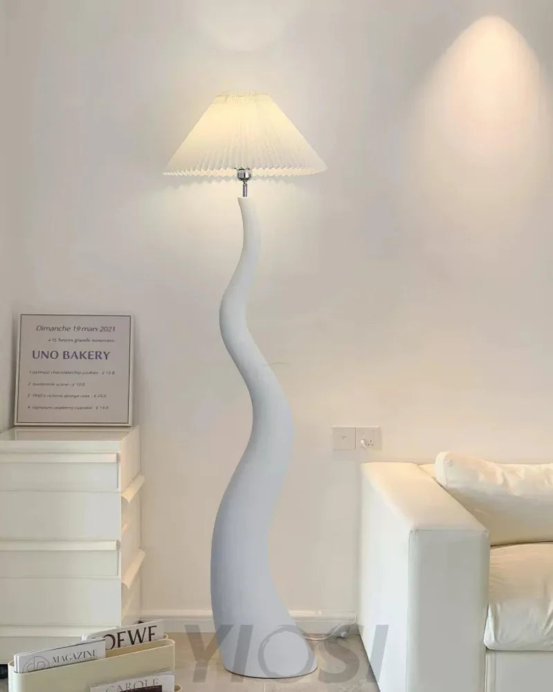 Twisted Pleated Floor Lamp ∅ 17.7″ - Fabric-1-Yiosilamp