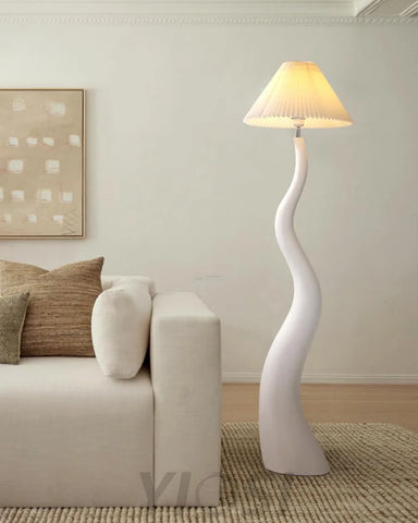 Twisted Pleated Floor Lamp ∅ 17.7″ - Fabric-1-Yiosilamp