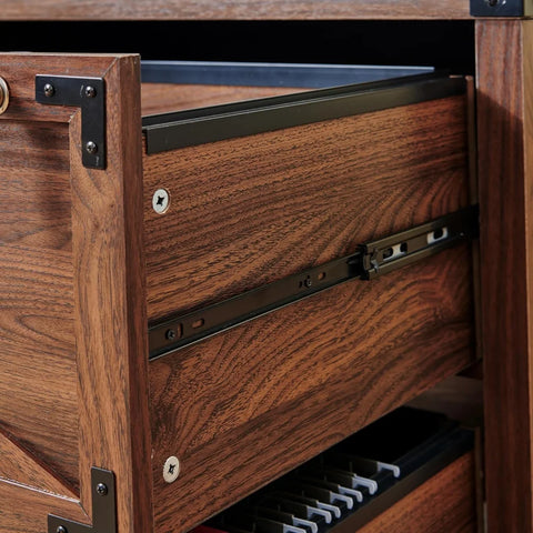 Two-Drawer Farmhouse Lateral File Cabinet with Lock - Brown