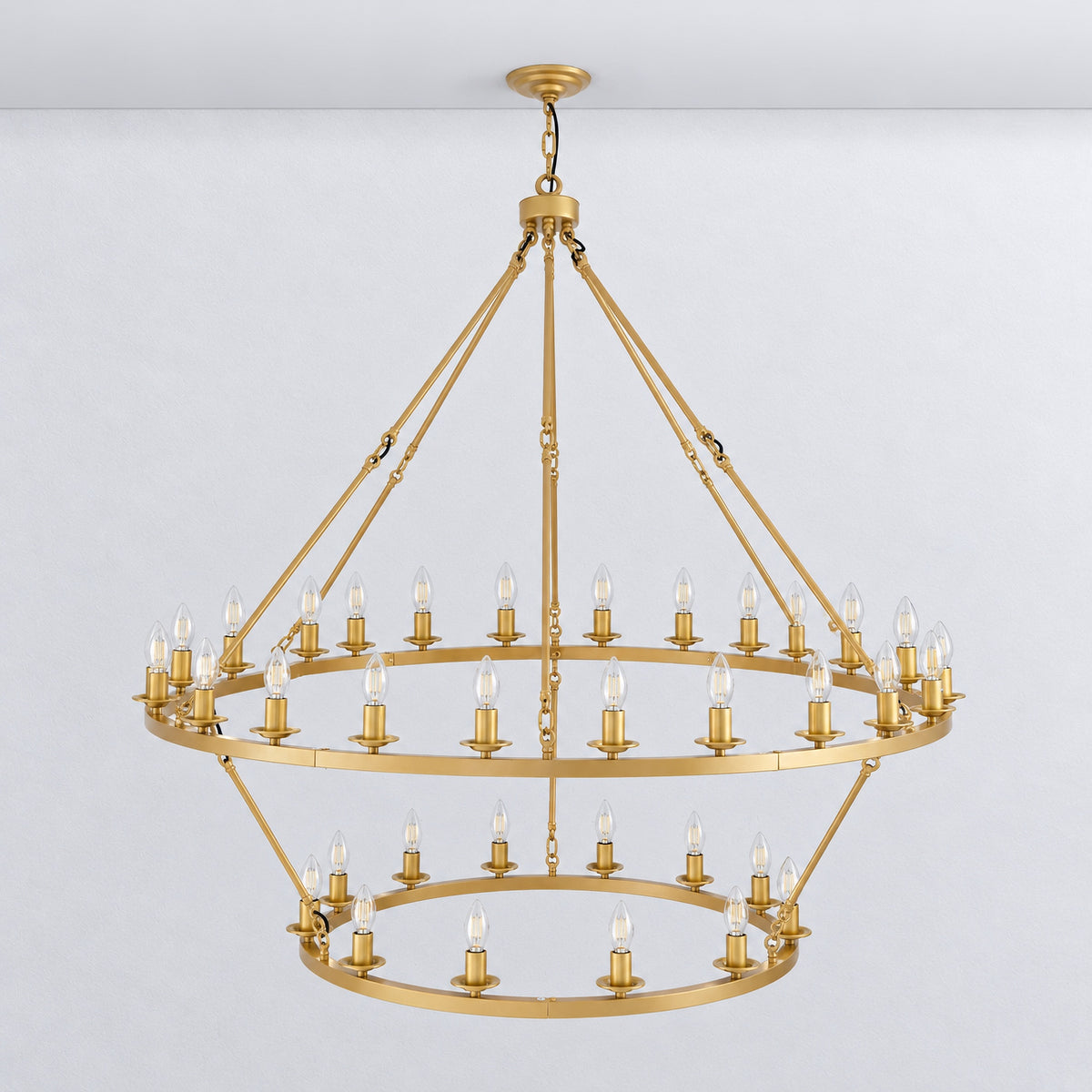 Two-Tier Cartwheel Chandelier 36-Light - Gold – lights off