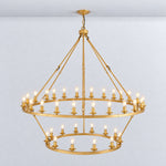 Two-Tier Cartwheel Chandelier 36-Light - Gold – lights on
