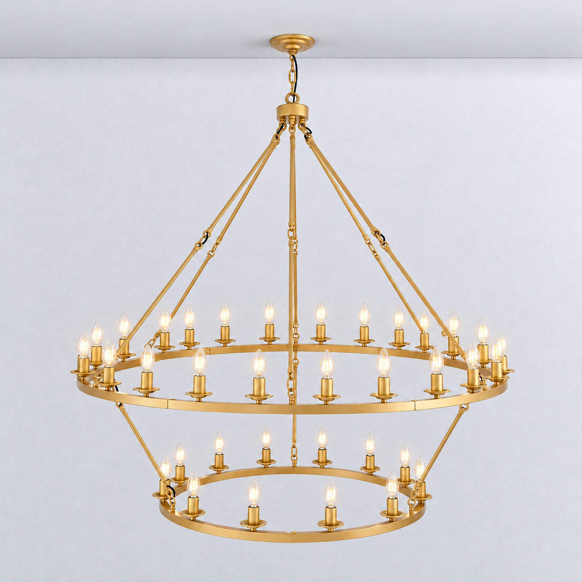 Two-Tier Cartwheel Chandelier 36-Light - Gold – lights on